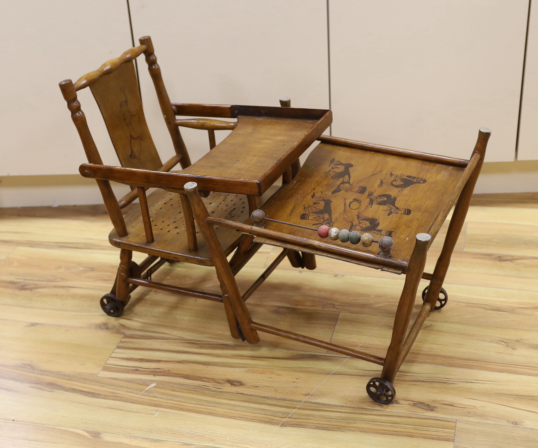 An Edwardian high chair / push chair